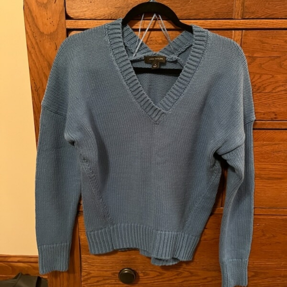 Ann Taylor Blue Striped Sweater (M)